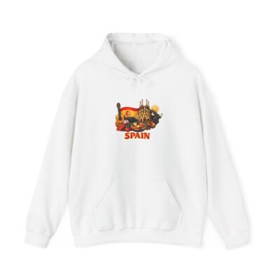 Spain Travel Hoodie — Spanish Landmarks & Flamenco Guitar Pullover
