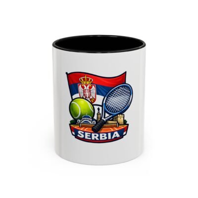 Serbia Tennis Coffee Mug – Patriotic Flag & Racket Design (11/15oz)