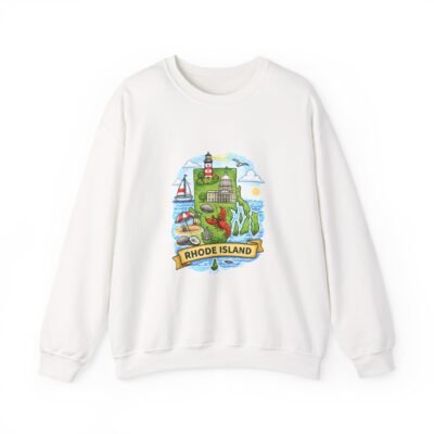 Rhode Island Map Crewneck Sweatshirt — Illustrated State Landmark Design