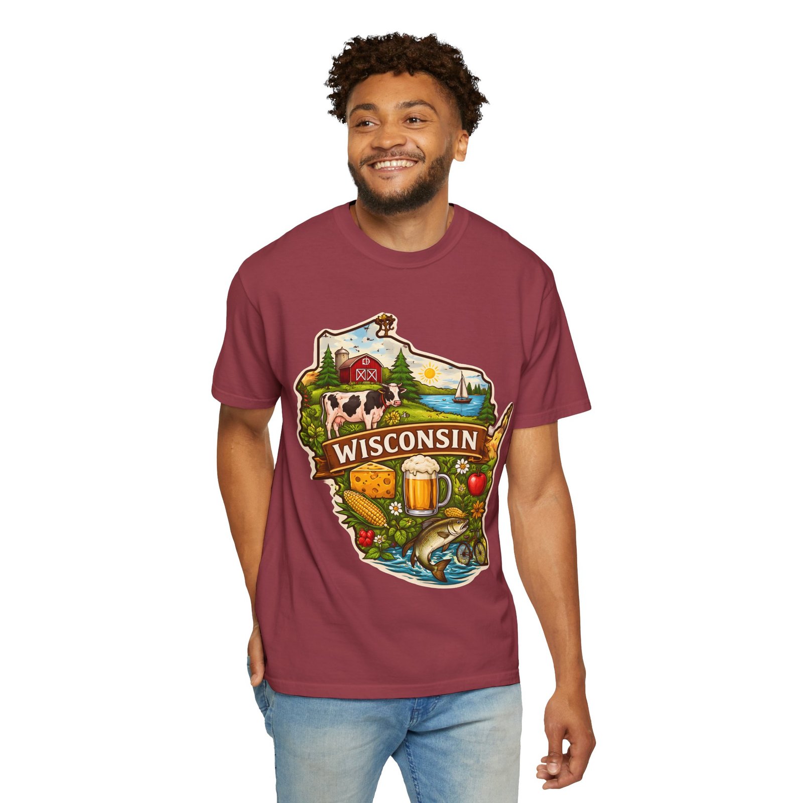 Wisconsin State Map T-Shirt — Dairy, Beer & Lake Life Graphic Tee - Image 70