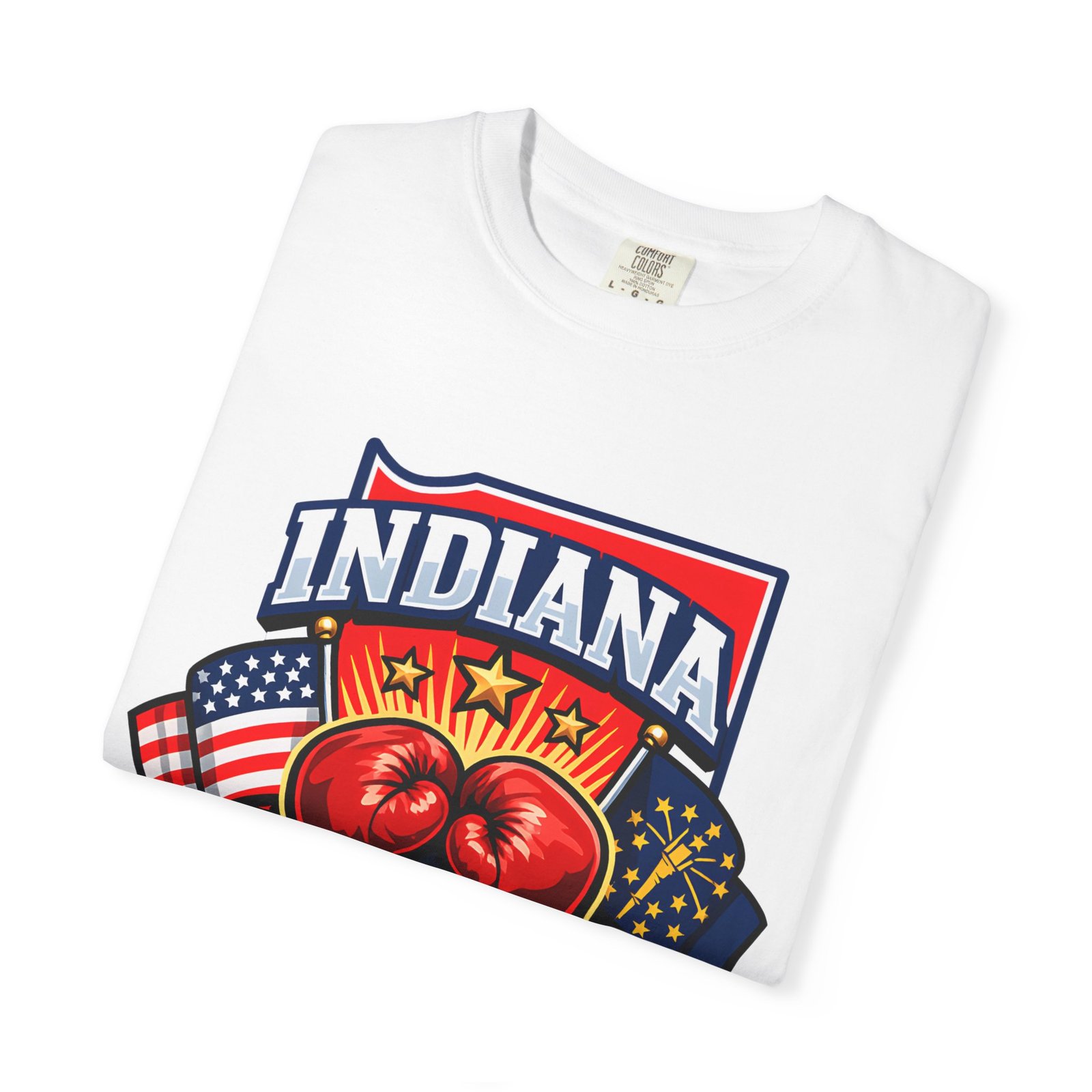 Indiana Boxing T-Shirt — State Pride Boxing Tee with Gloves & Flags - Image 3