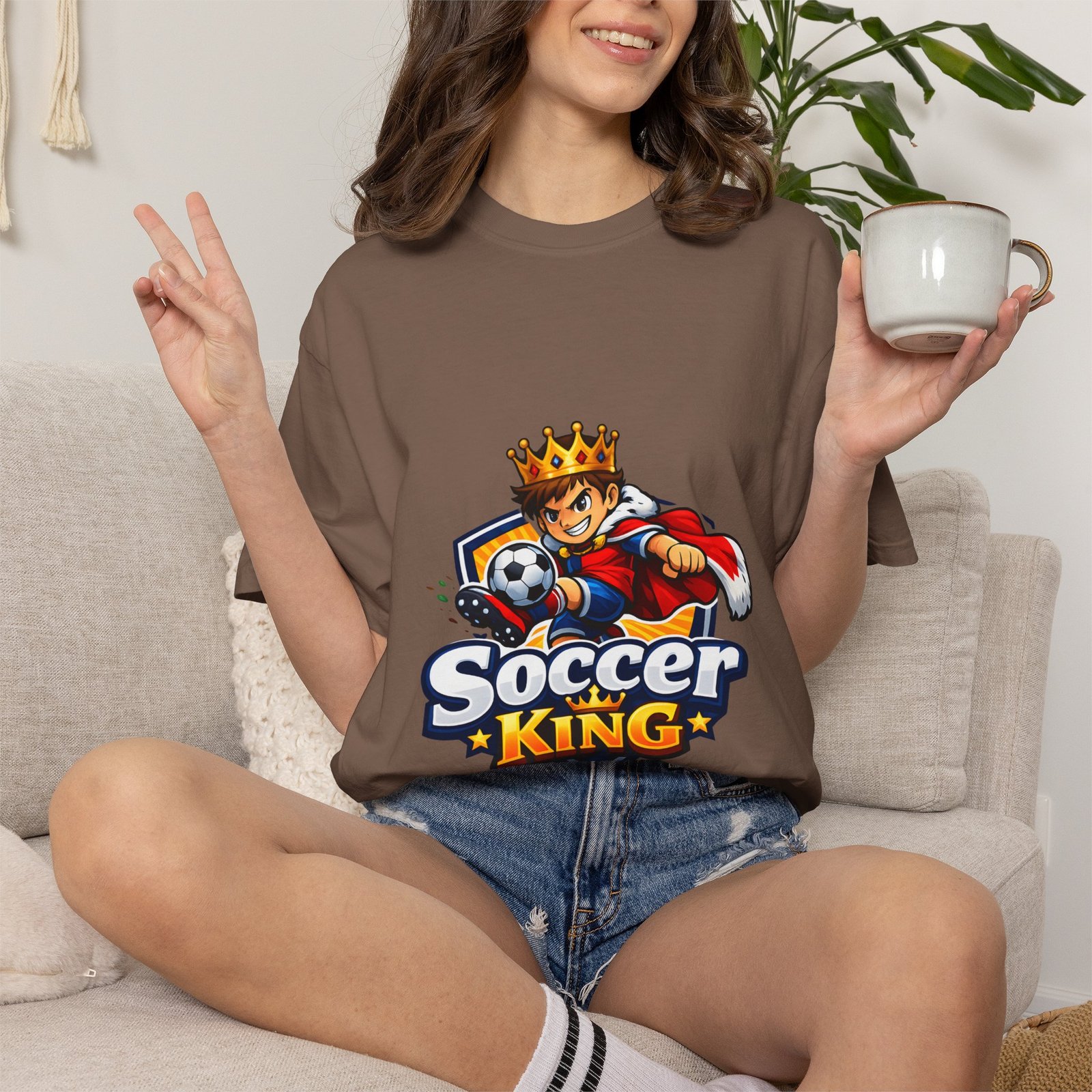 Soccer King T-Shirt — Kids & Teens Soccer Crown Graphic Tee - Image 20