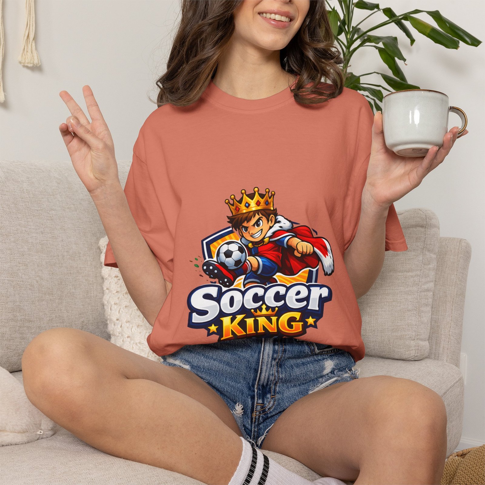 Soccer King T-Shirt — Kids & Teens Soccer Crown Graphic Tee - Image 5
