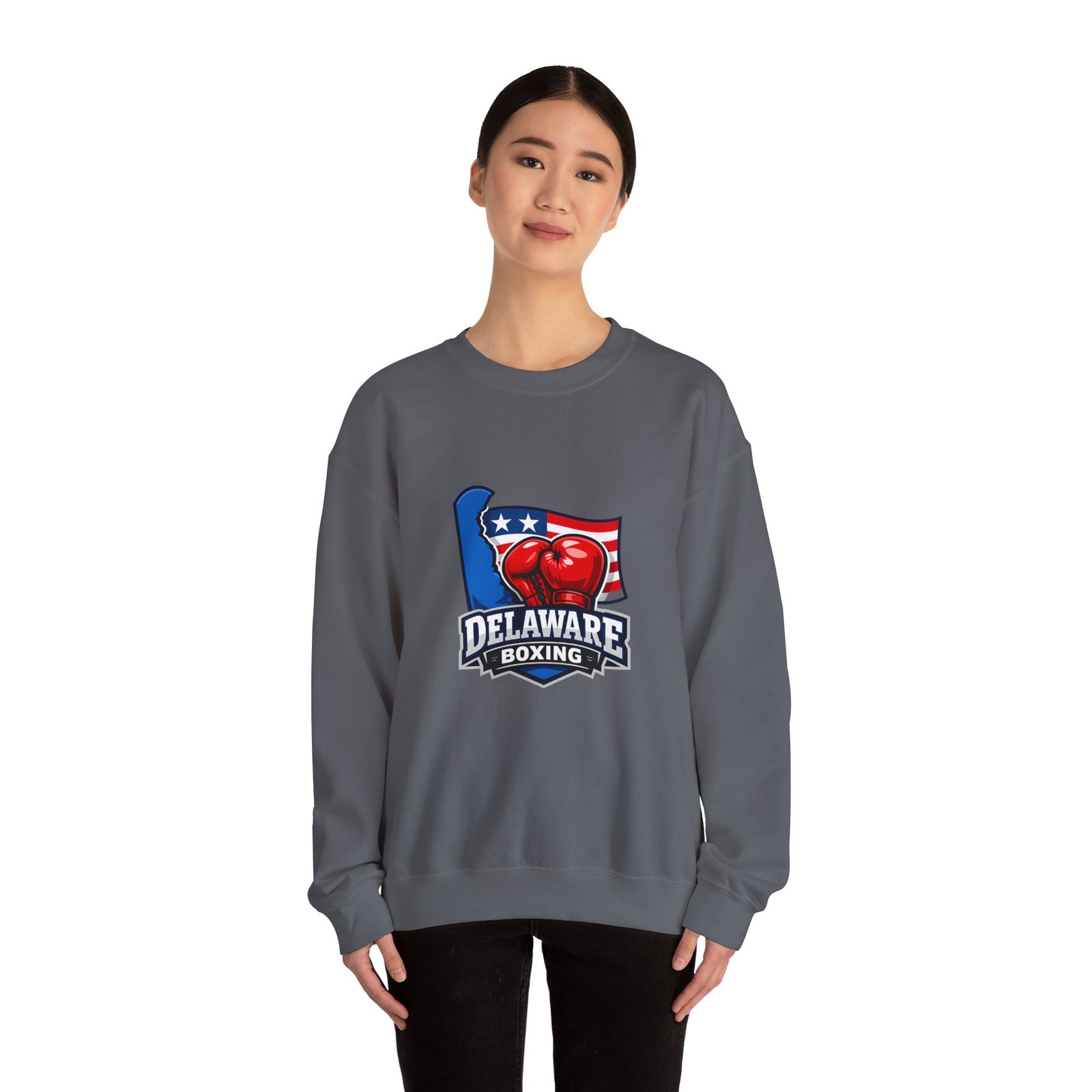 Delaware Boxing Crewneck Sweatshirt – USA Flag Boxing Gloves Graphic - Image 40