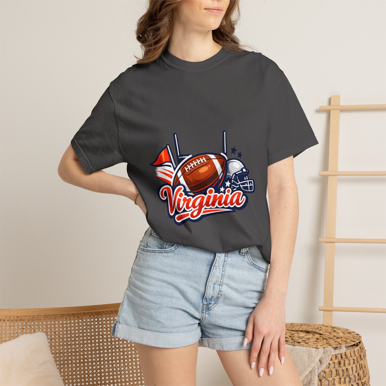 Virginia Football Helmet & Ball T-Shirt - Image 48