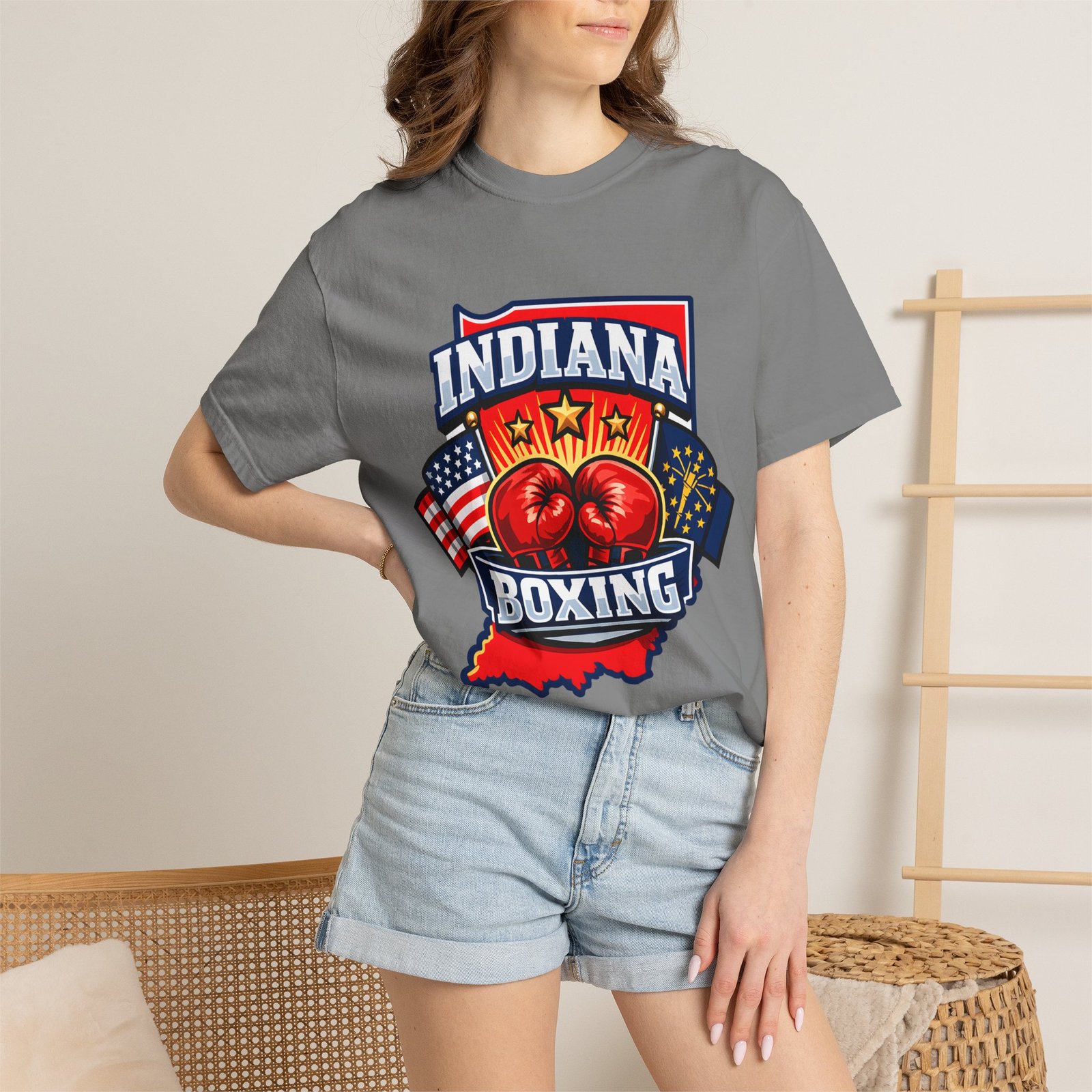 Indiana Boxing T-Shirt — State Pride Boxing Tee with Gloves & Flags - Image 36