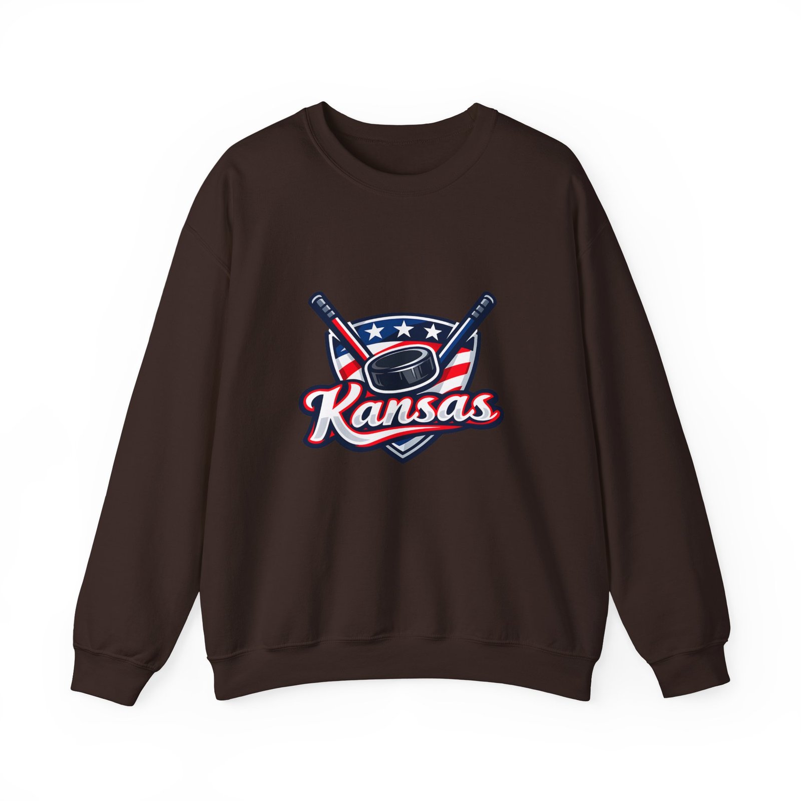 Kansas Hockey Crewneck Sweatshirt – Patriotic Puck & Sticks - Image 41