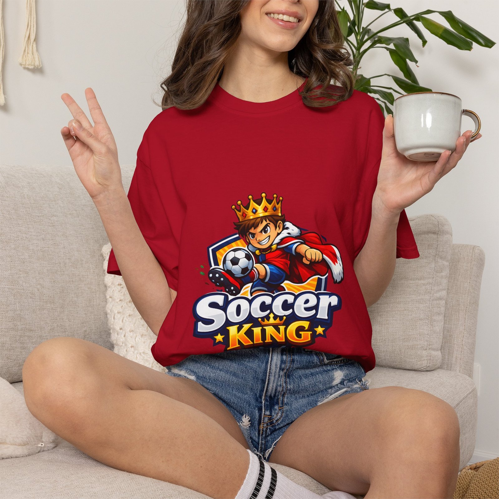 Soccer King T-Shirt — Kids & Teens Soccer Crown Graphic Tee - Image 44