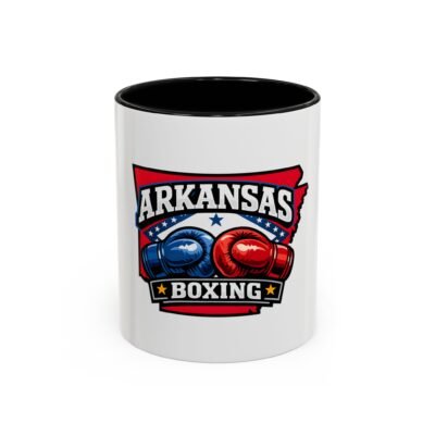Arkansas Boxing Coffee Mug — Red & Blue Gloves State Pride Accent Mug