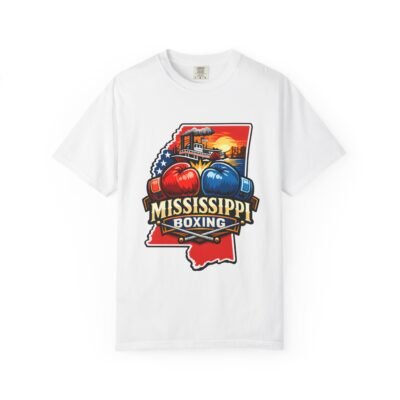 Mississippi Boxing T-Shirt — State Pride Graphic Tee with Gloves & Sunset