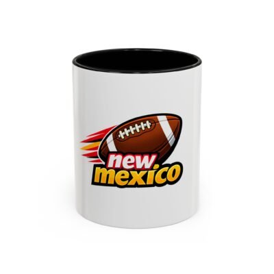 New Mexico Football Coffee Mug — Accent Black Handle & Rim (11/15oz)