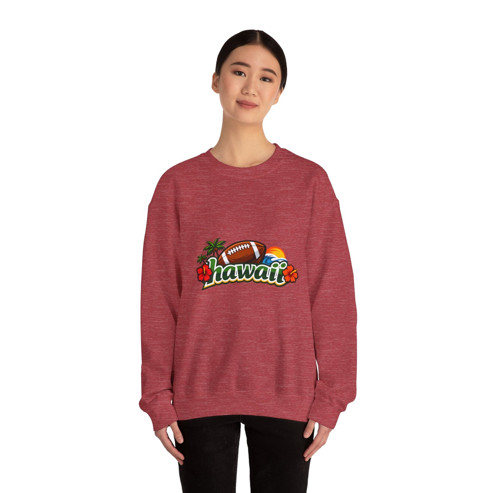 Hawaii Football Crewneck Sweatshirt — Tropical Sunset Palm Beach Pullover - Image 44