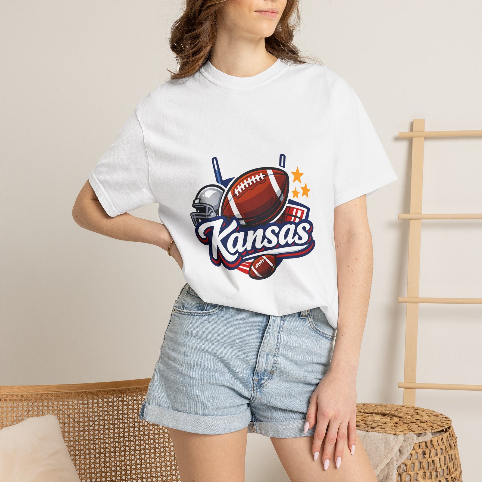 Kansas Football T-Shirt — Retro Helmet & Ball State Pride Tee - Image 4