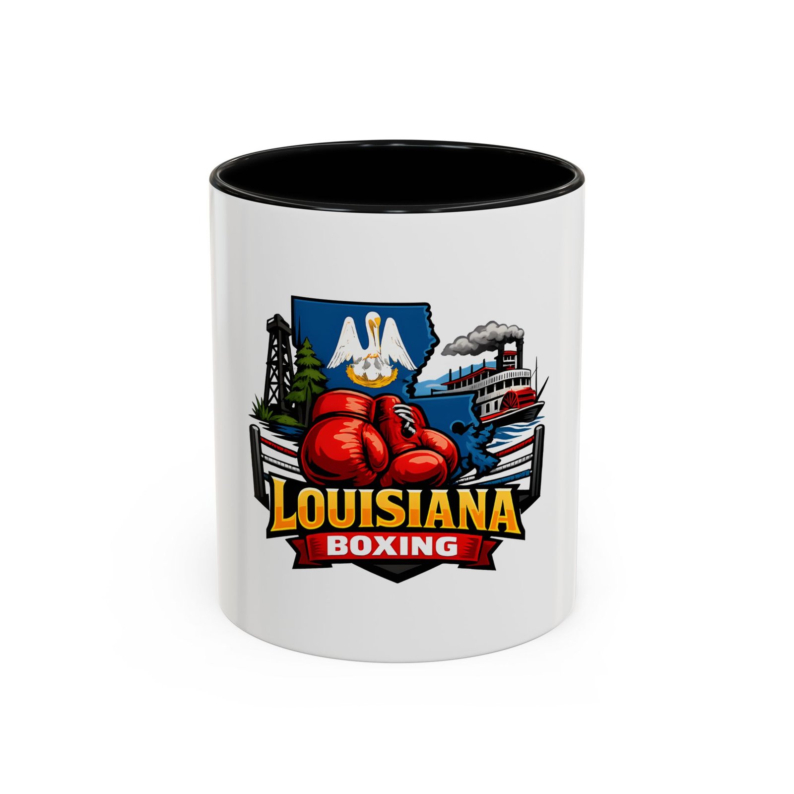 Louisiana Boxing Accent Coffee Mug – Red Gloves State Pride (11/15oz)