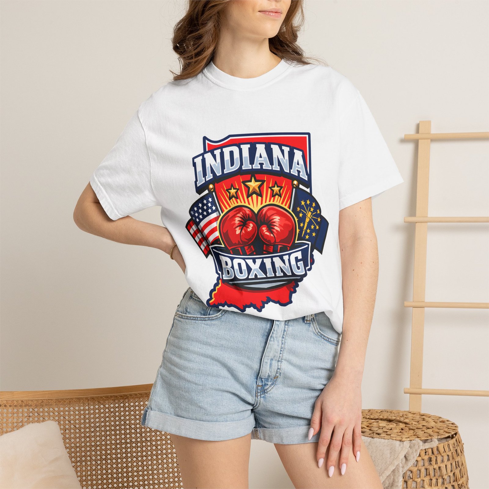 Indiana Boxing T-Shirt — State Pride Boxing Tee with Gloves & Flags - Image 4