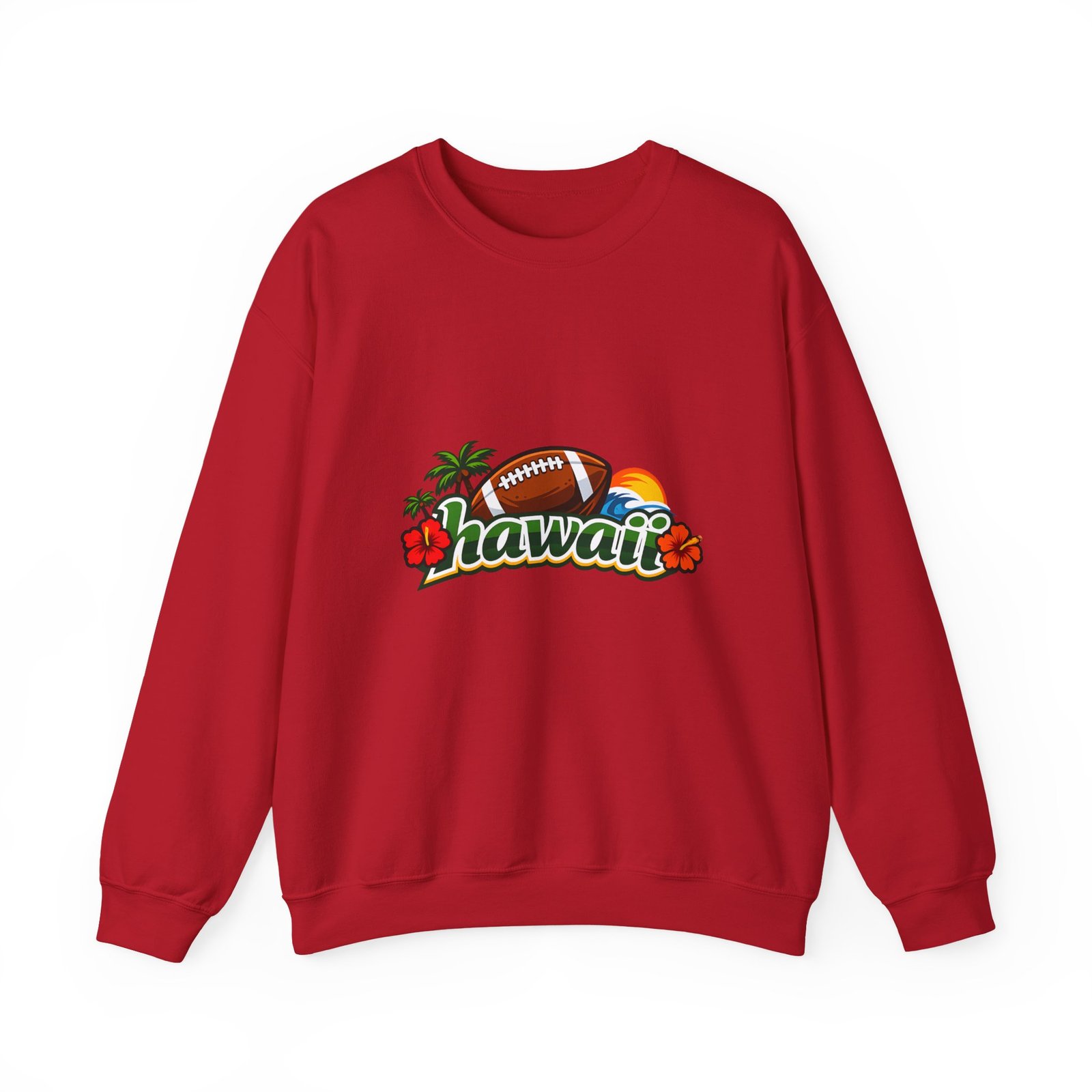 Hawaii Football Crewneck Sweatshirt — Tropical Sunset Palm Beach Pullover - Image 53