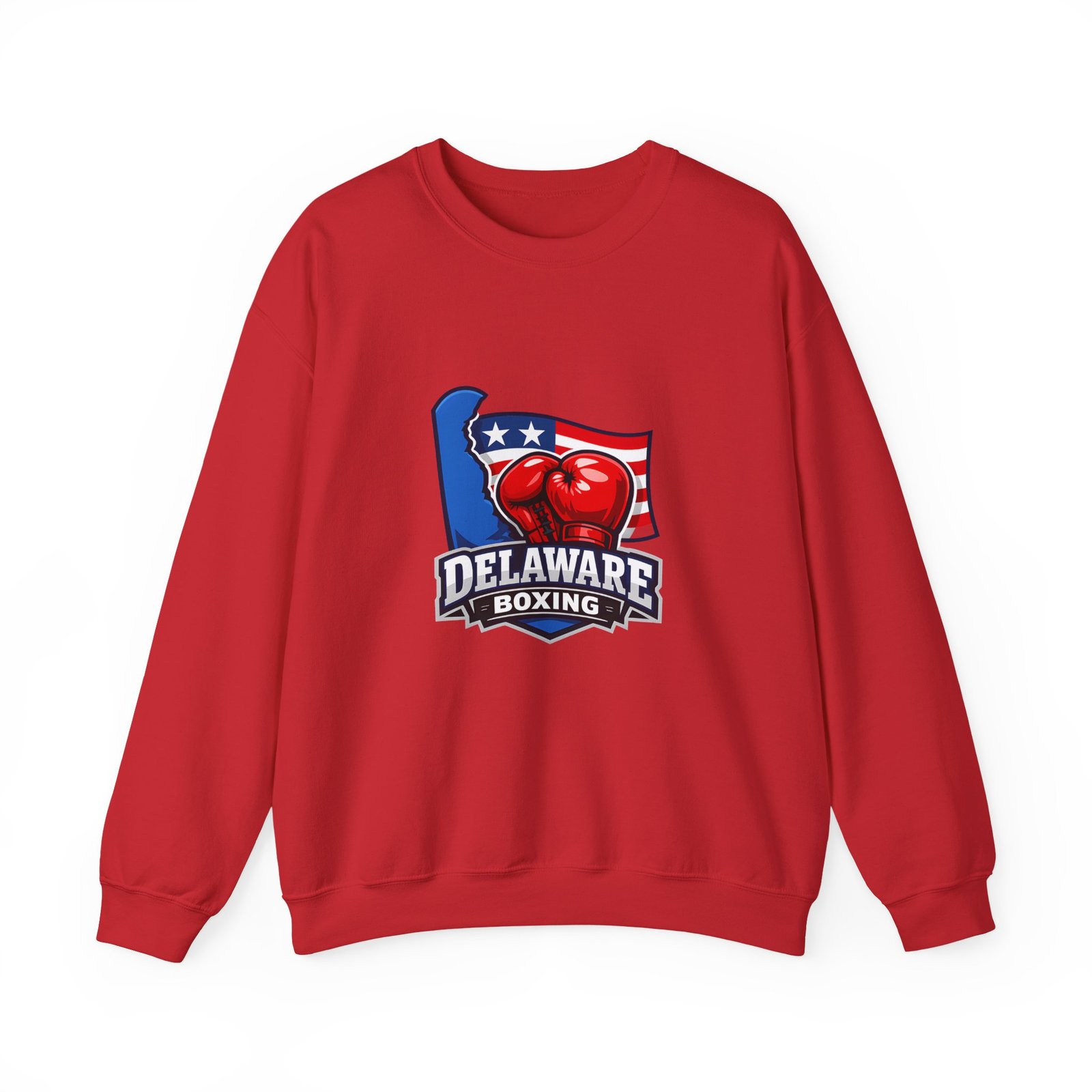 Delaware Boxing Crewneck Sweatshirt – USA Flag Boxing Gloves Graphic - Image 45