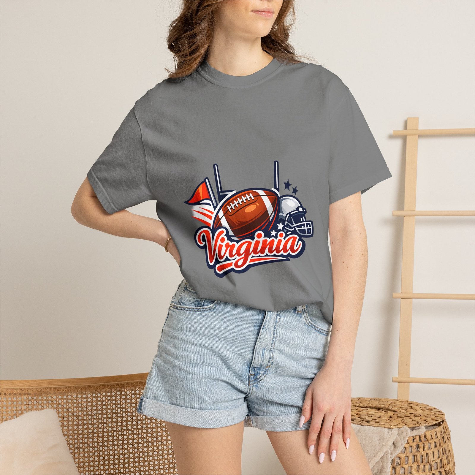 Virginia Football Helmet & Ball T-Shirt - Image 36
