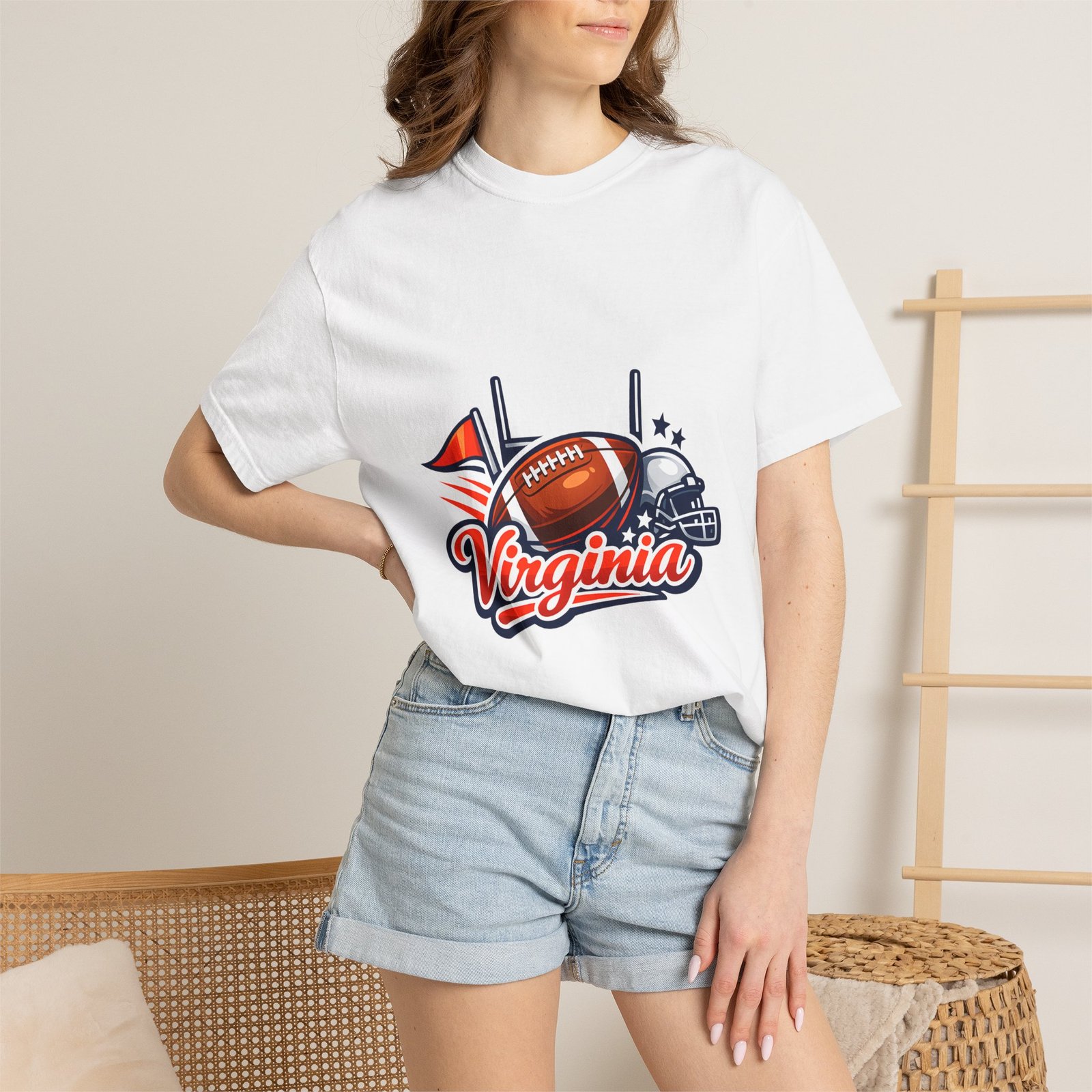 Virginia Football Helmet & Ball T-Shirt - Image 4