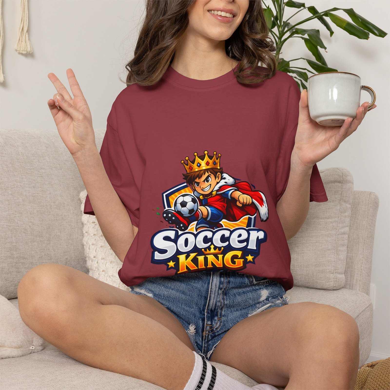 Soccer King T-Shirt — Kids & Teens Soccer Crown Graphic Tee - Image 41