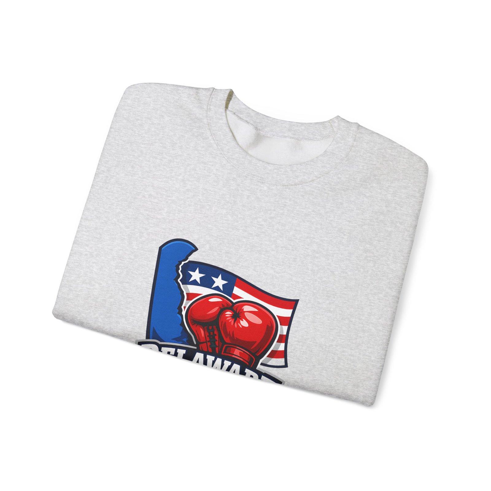 Delaware Boxing Crewneck Sweatshirt – USA Flag Boxing Gloves Graphic - Image 7