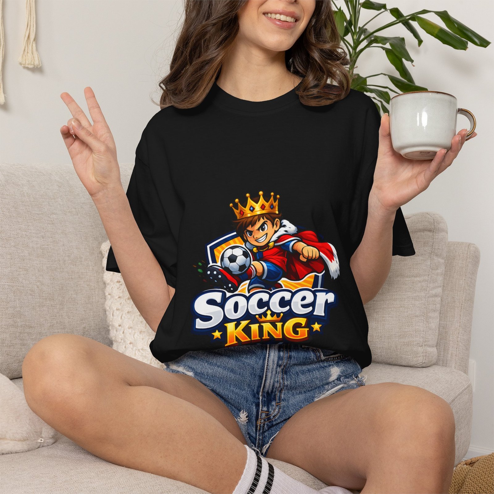 Soccer King T-Shirt — Kids & Teens Soccer Crown Graphic Tee - Image 38