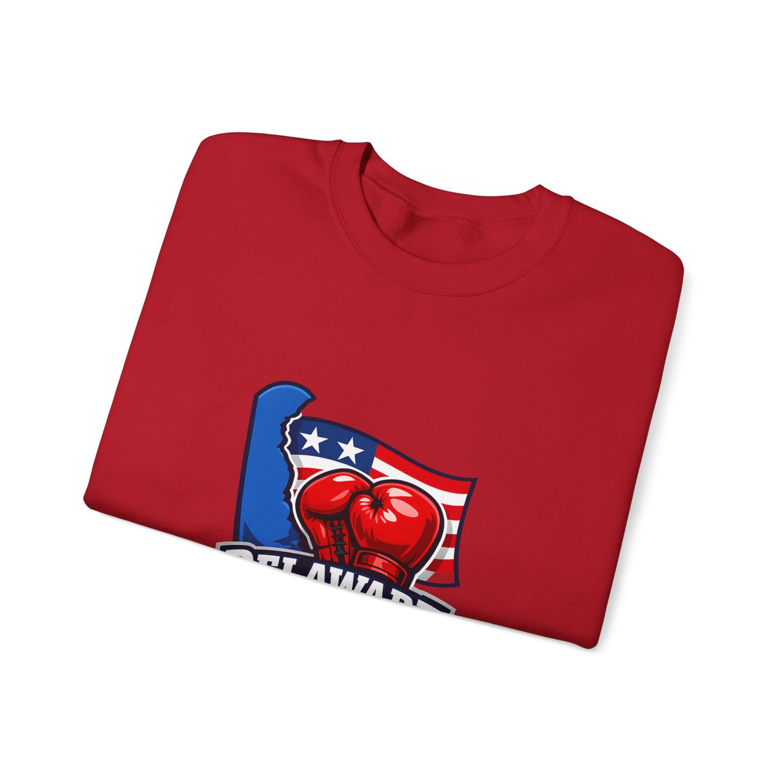 Delaware Boxing Crewneck Sweatshirt – USA Flag Boxing Gloves Graphic - Image 55