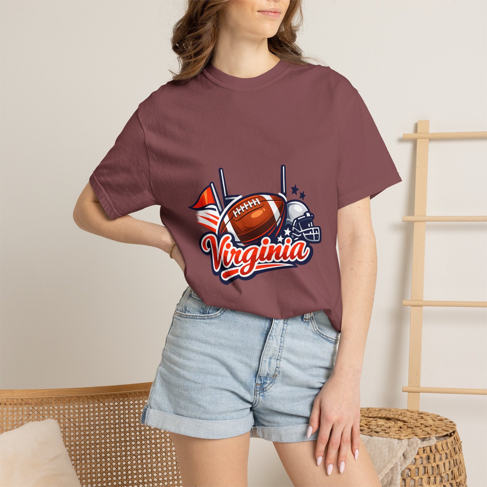 Virginia Football Helmet & Ball T-Shirt - Image 16