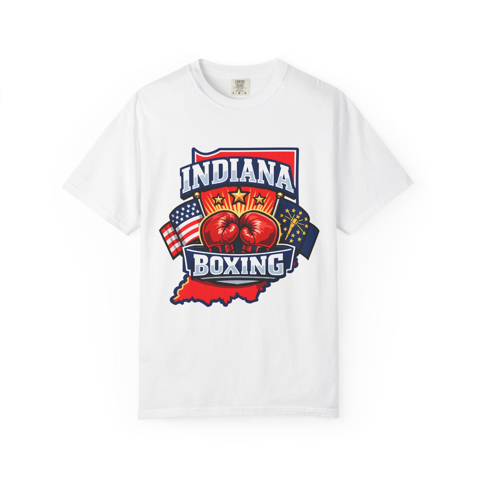 Indiana Boxing T-Shirt — State Pride Boxing Tee with Gloves & Flags