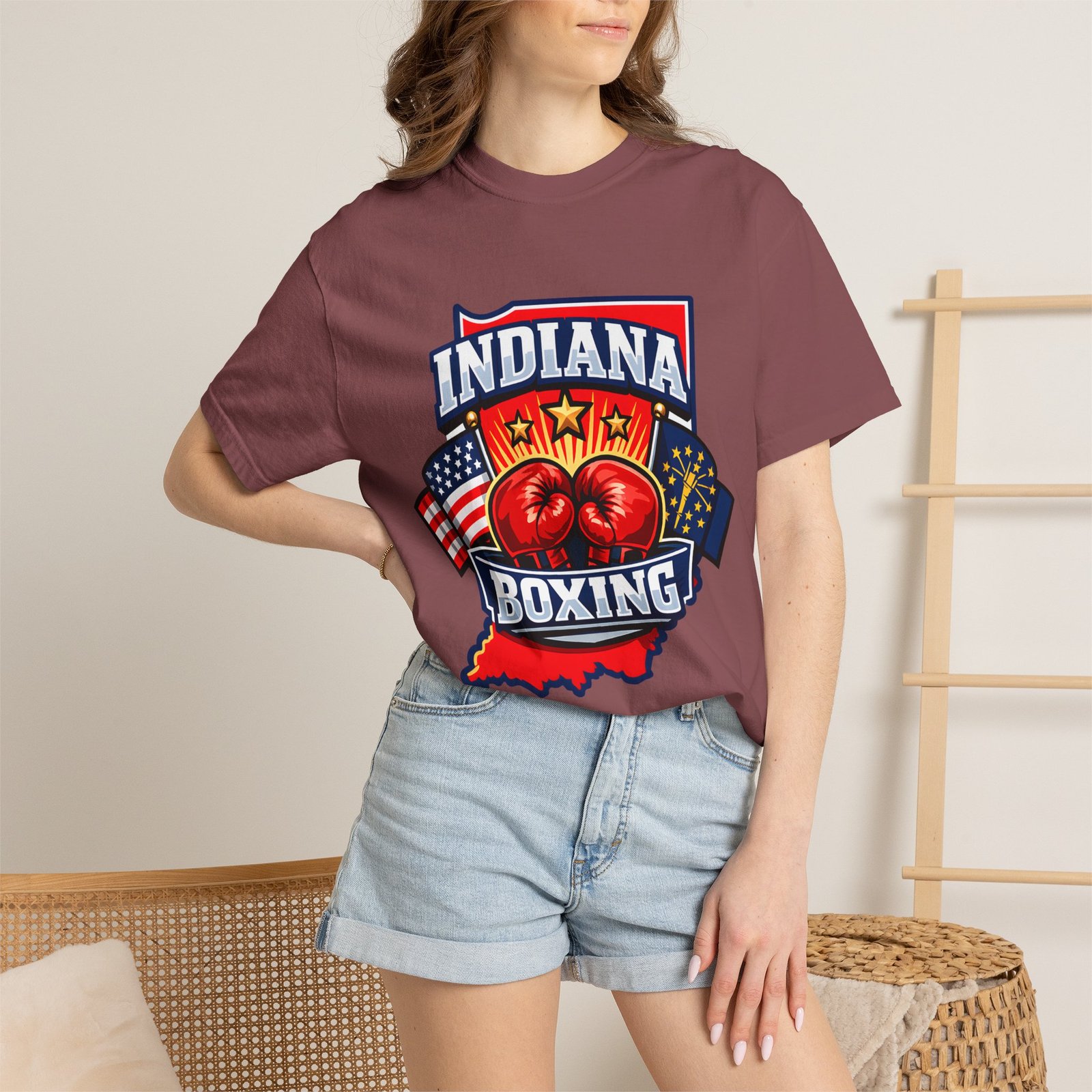 Indiana Boxing T-Shirt — State Pride Boxing Tee with Gloves & Flags - Image 16