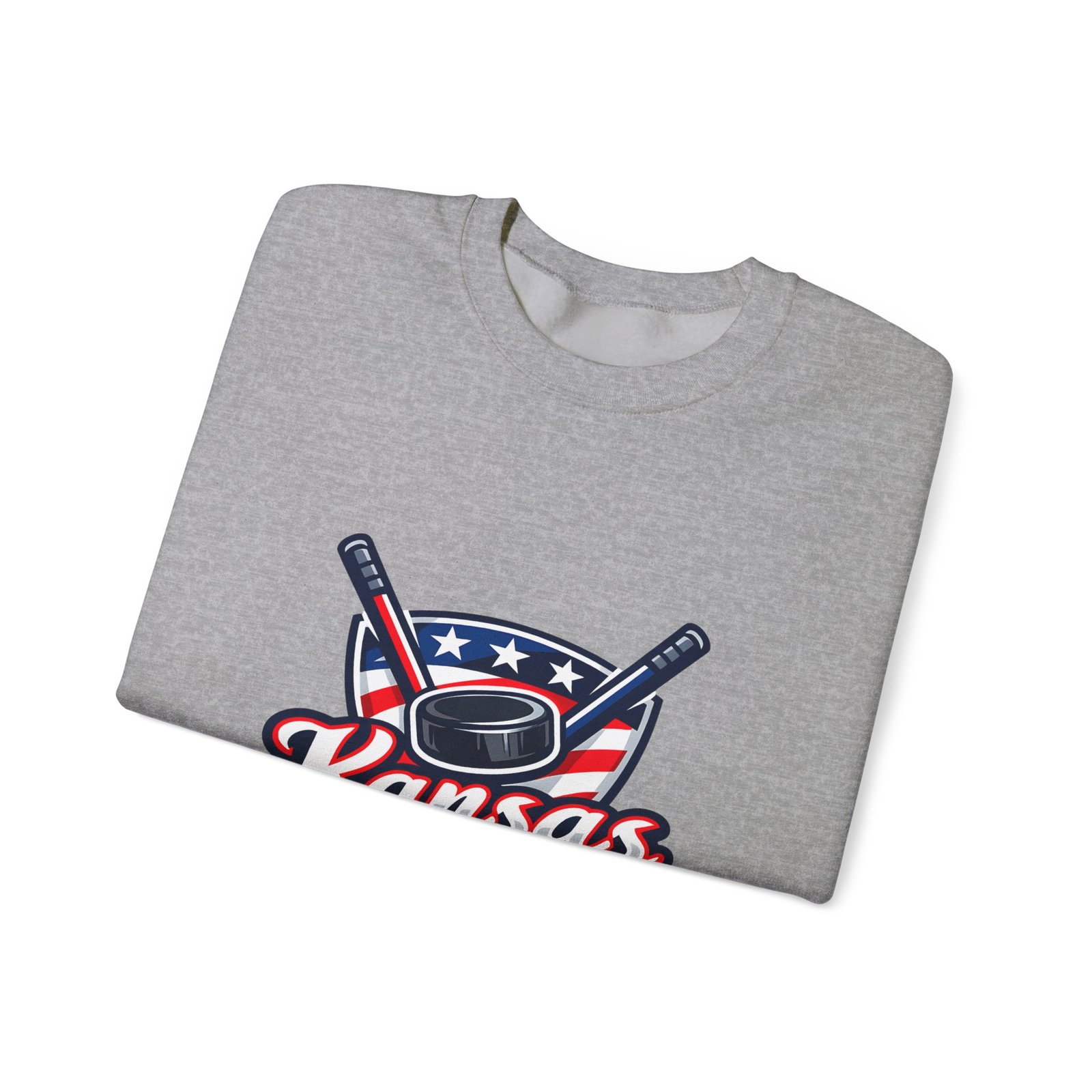 Kansas Hockey Crewneck Sweatshirt – Patriotic Puck & Sticks - Image 19