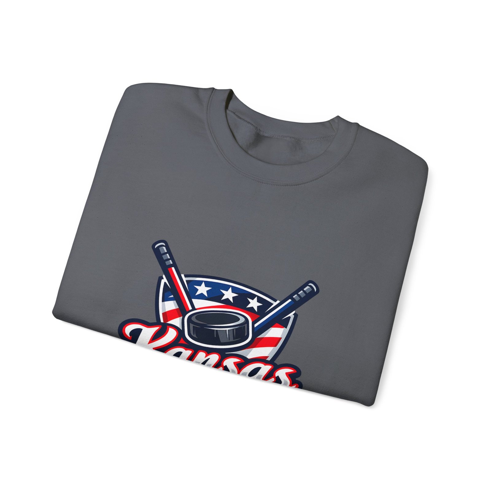 Kansas Hockey Crewneck Sweatshirt – Patriotic Puck & Sticks - Image 39