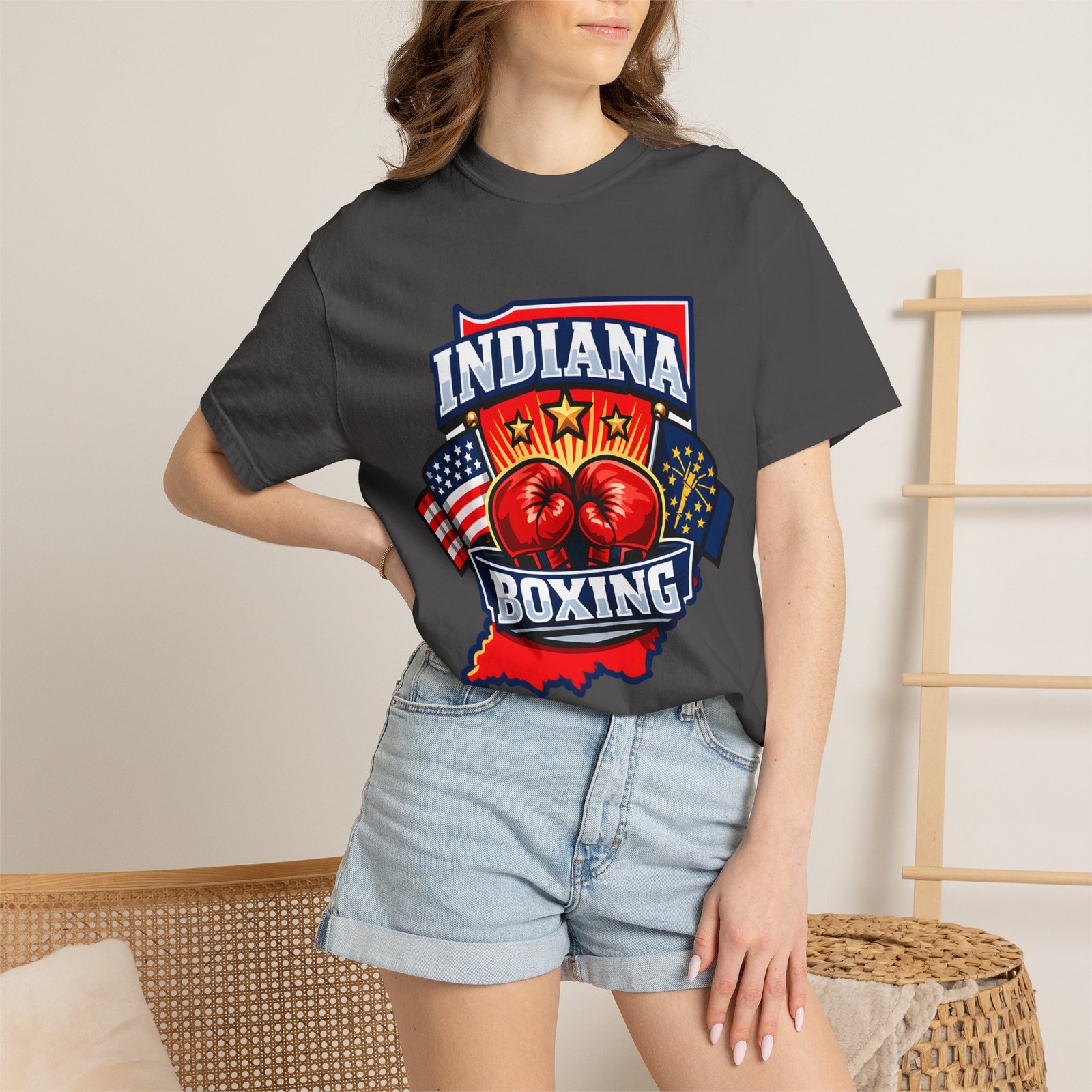 Indiana Boxing T-Shirt — State Pride Boxing Tee with Gloves & Flags - Image 48