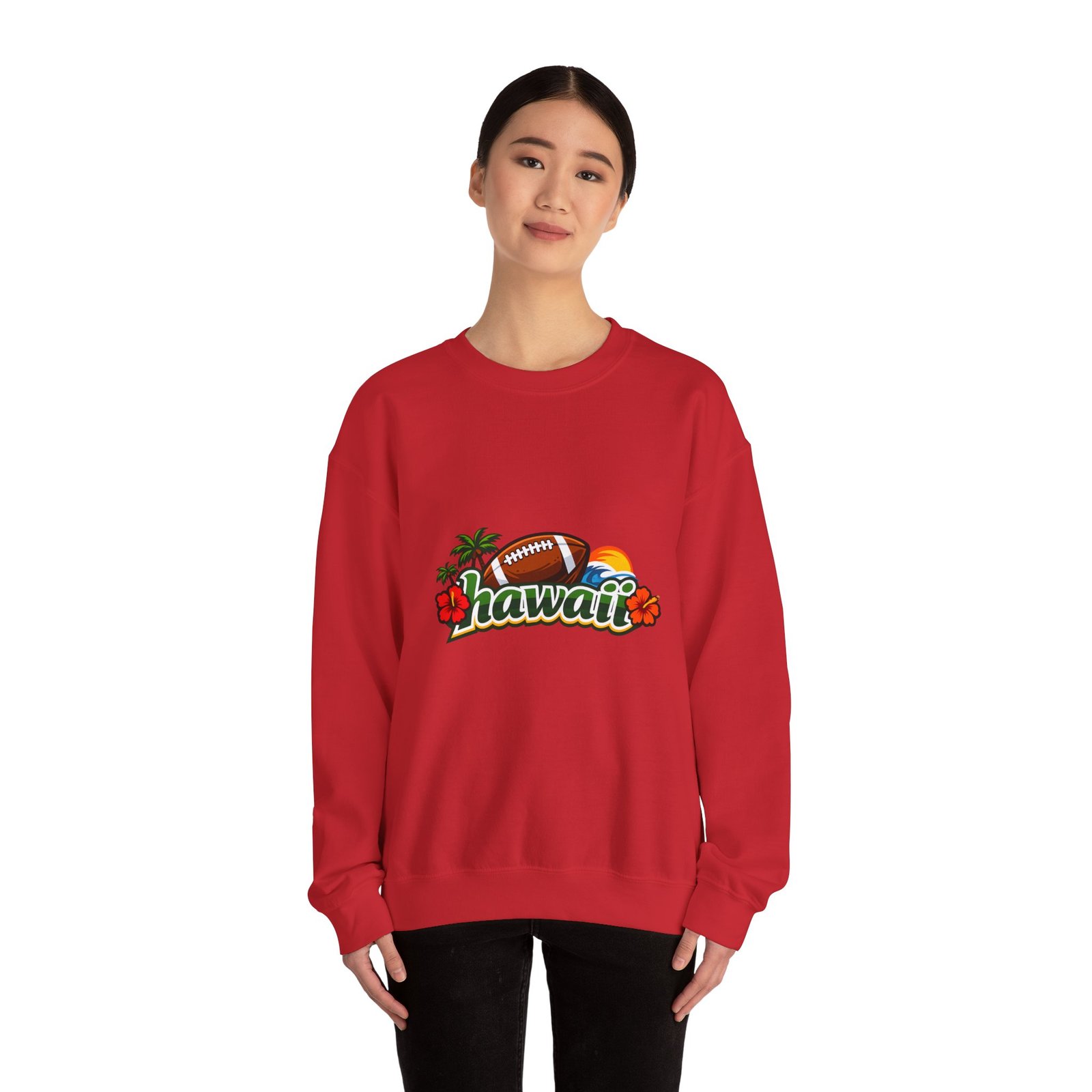 Hawaii Football Crewneck Sweatshirt — Tropical Sunset Palm Beach Pullover - Image 48