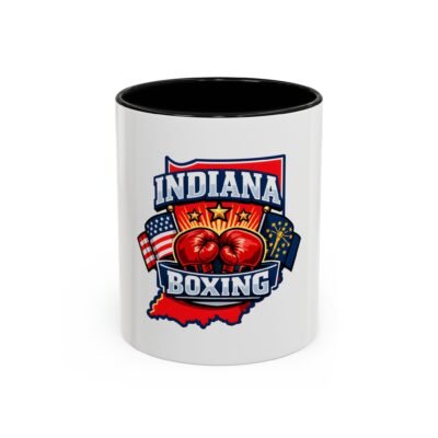 Indiana Boxing Accent Coffee Mug — Boxing Gloves State Pride 11/15oz