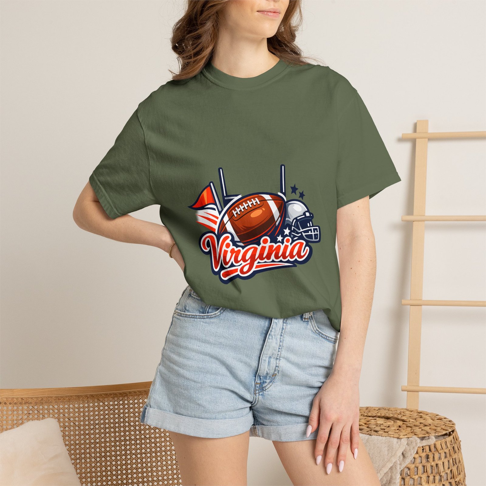 Virginia Football Helmet & Ball T-Shirt - Image 40