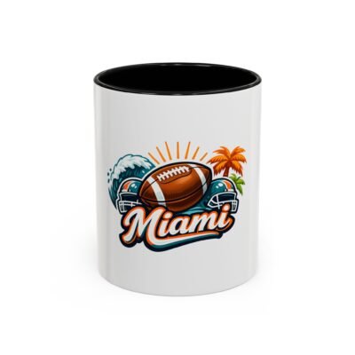 Miami Football Coffee Mug — Palm Trees, Helmet & Football Accent Mug