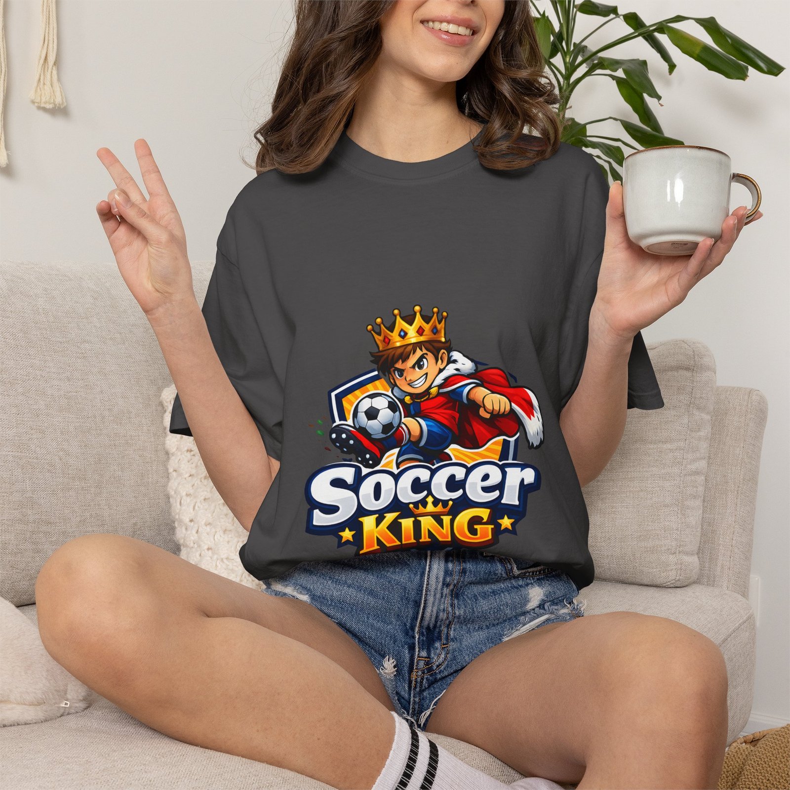 Soccer King T-Shirt — Kids & Teens Soccer Crown Graphic Tee - Image 35