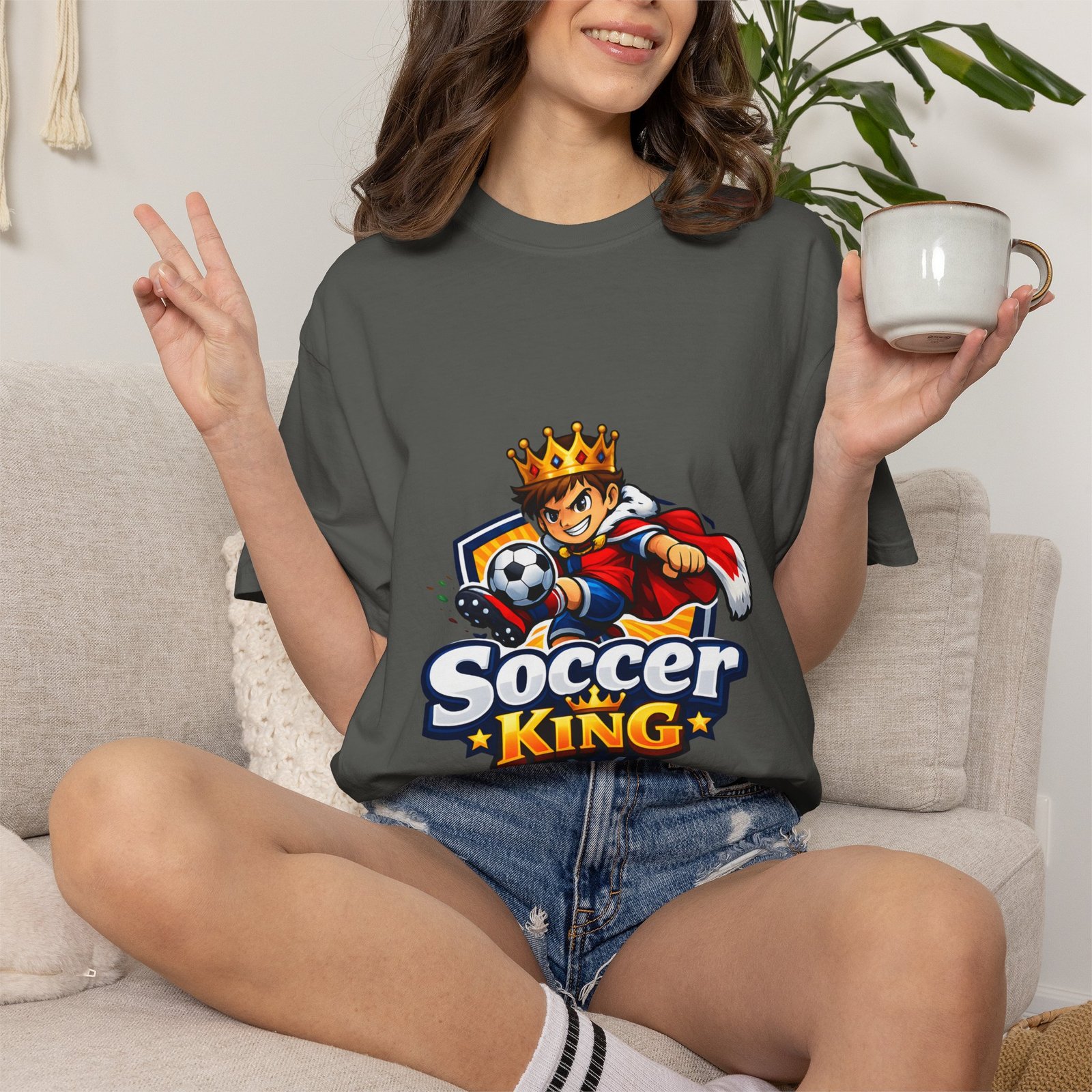 Soccer King T-Shirt — Kids & Teens Soccer Crown Graphic Tee - Image 23