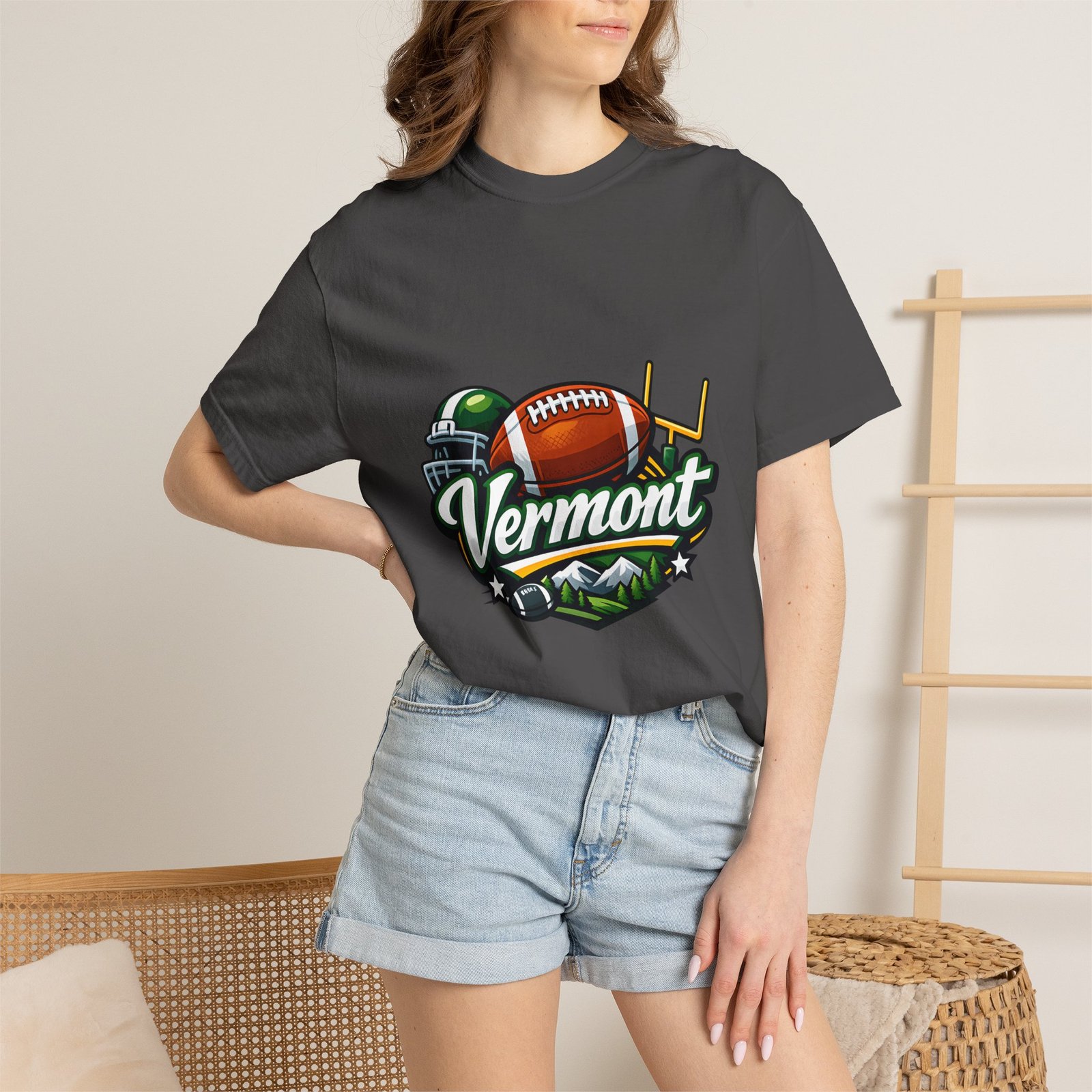 Vermont Football State T-Shirt — Retro Helmet & Goalpost Design - Image 48