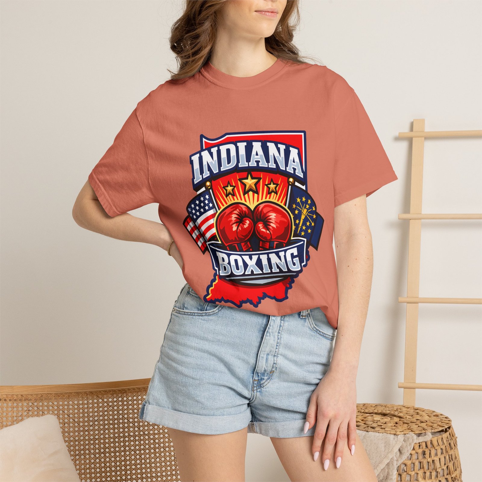 Indiana Boxing T-Shirt — State Pride Boxing Tee with Gloves & Flags - Image 8
