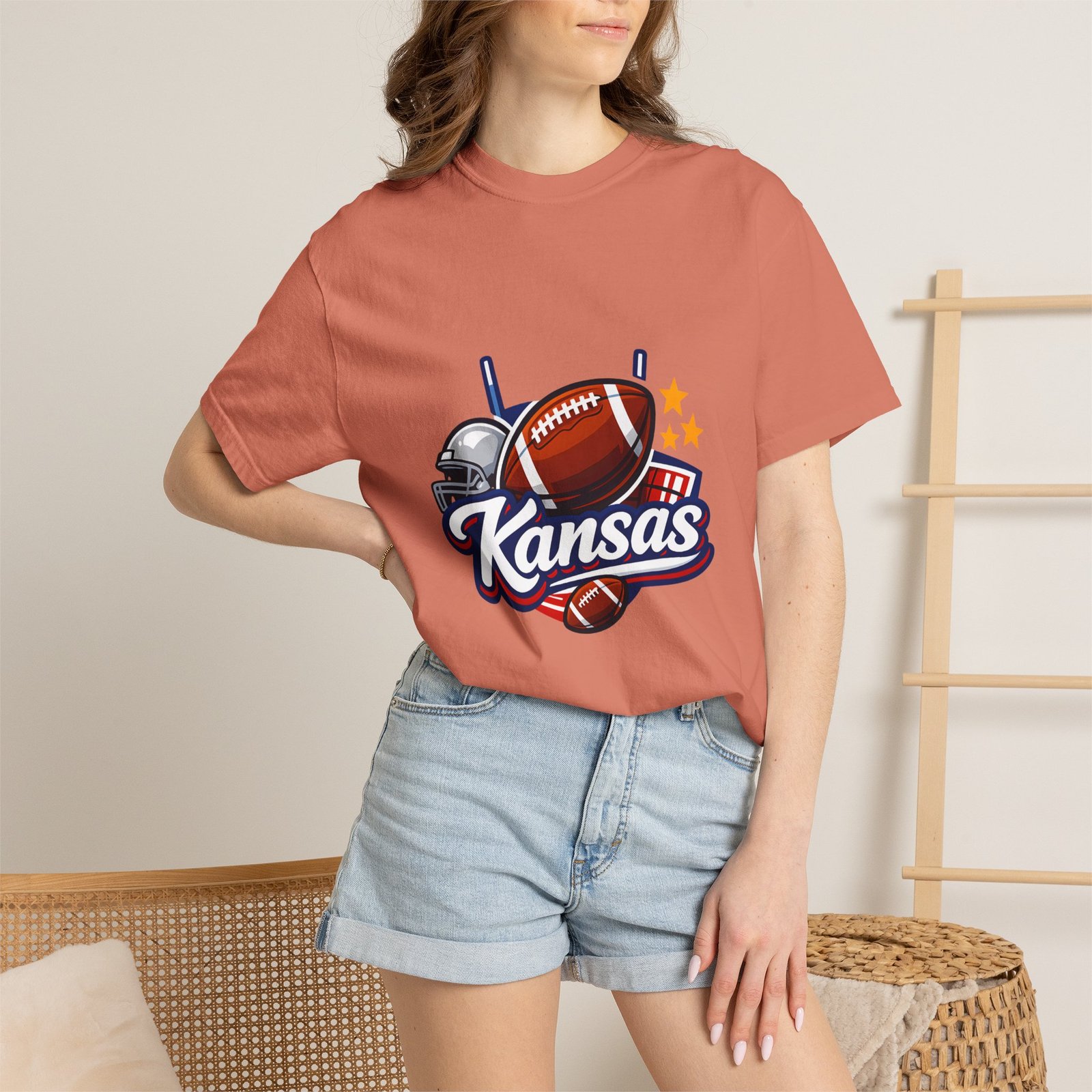 Kansas Football T-Shirt — Retro Helmet & Ball State Pride Tee - Image 8