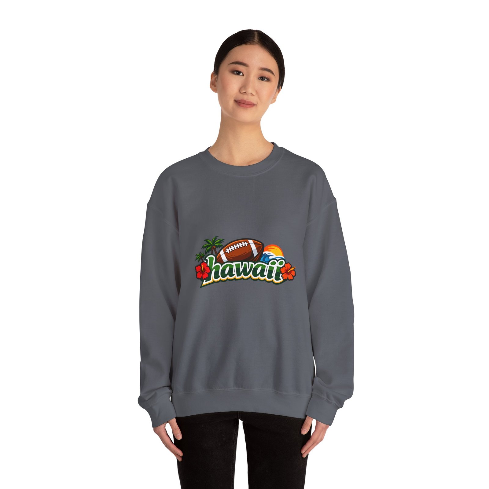 Hawaii Football Crewneck Sweatshirt — Tropical Sunset Palm Beach Pullover - Image 40