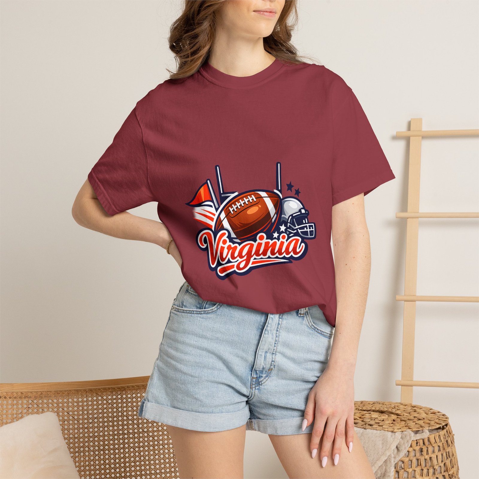 Virginia Football Helmet & Ball T-Shirt - Image 56