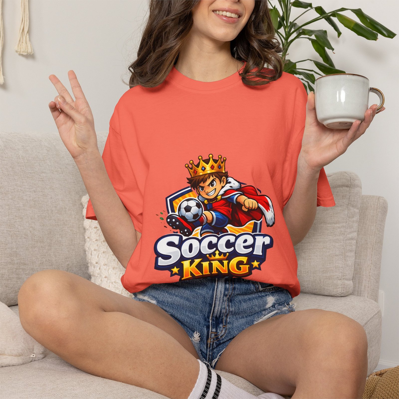 Soccer King T-Shirt — Kids & Teens Soccer Crown Graphic Tee - Image 8