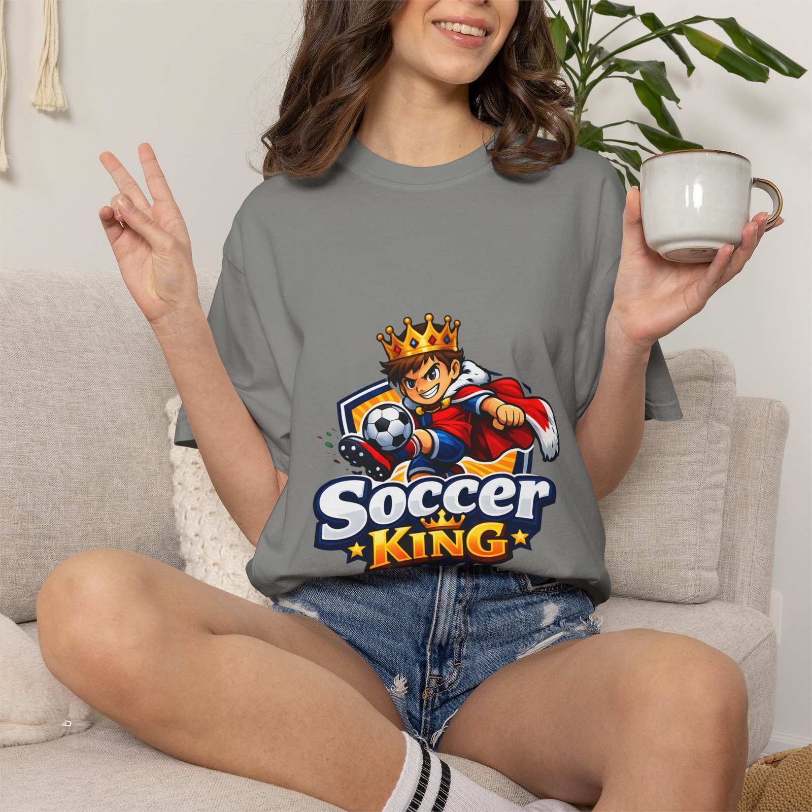 Soccer King T-Shirt — Kids & Teens Soccer Crown Graphic Tee - Image 32