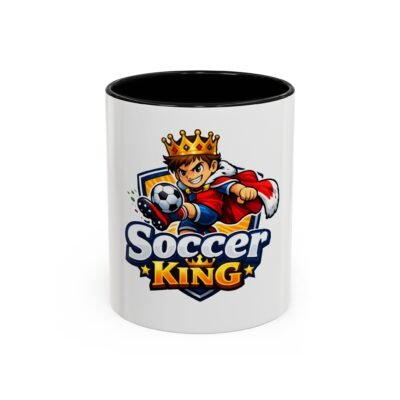 Soccer King Coffee Mug — Kids' Soccer Player Crown Design (11/15oz)