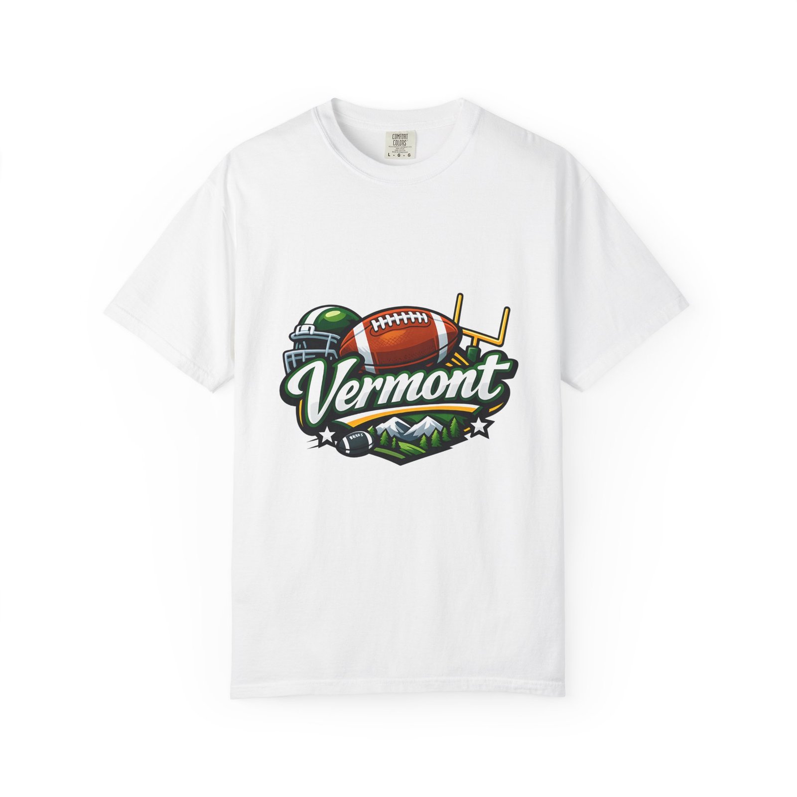 Vermont Football State T-Shirt — Retro Helmet & Goalpost Design
