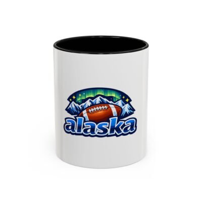 Alaska Football Coffee Mug – Northern Lights Mountain Design (11/15oz)