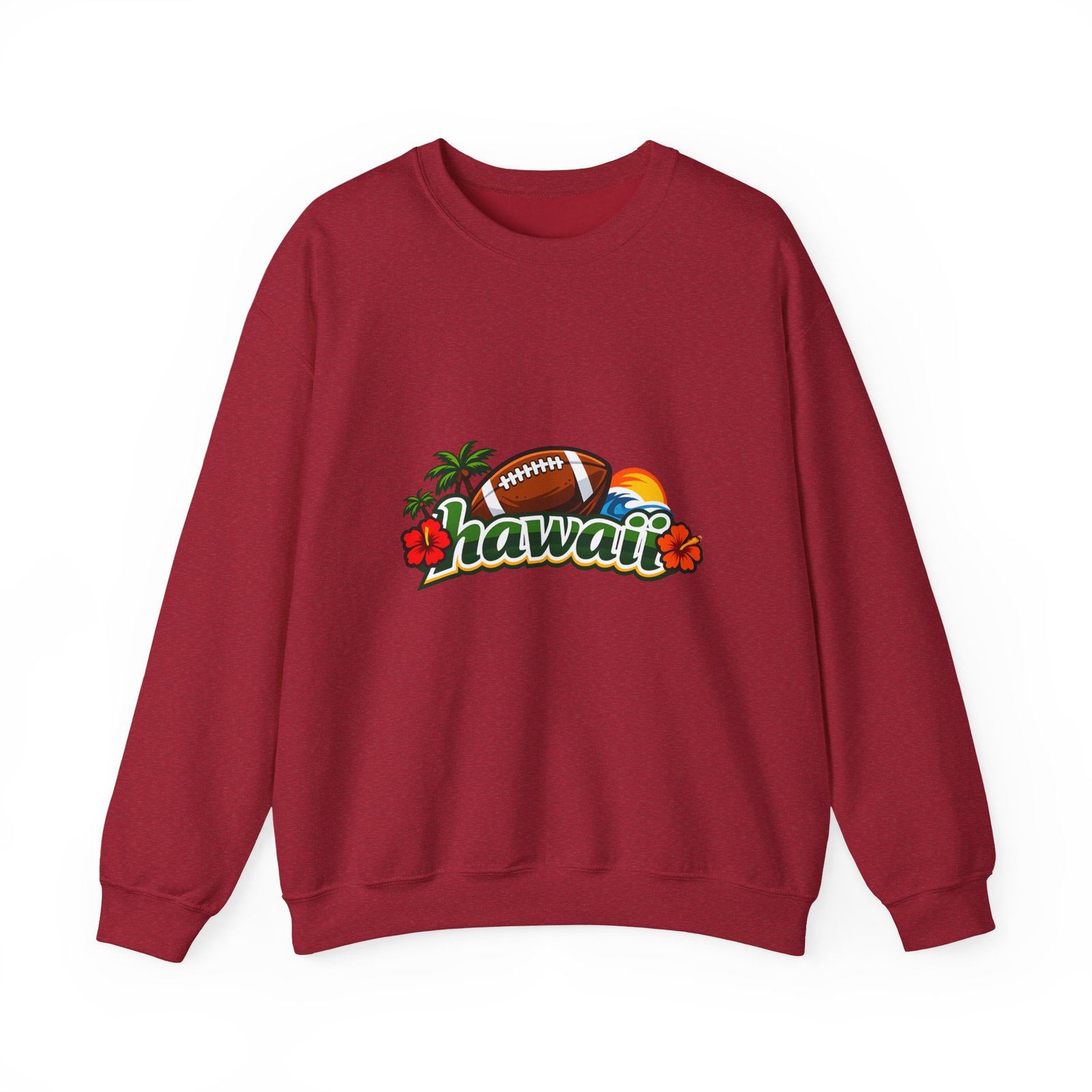 Hawaii Football Crewneck Sweatshirt — Tropical Sunset Palm Beach Pullover - Image 49